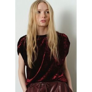 Melissa Nepton Burgundy Velvet Top Size S Polished Evening Modern Career Elegant